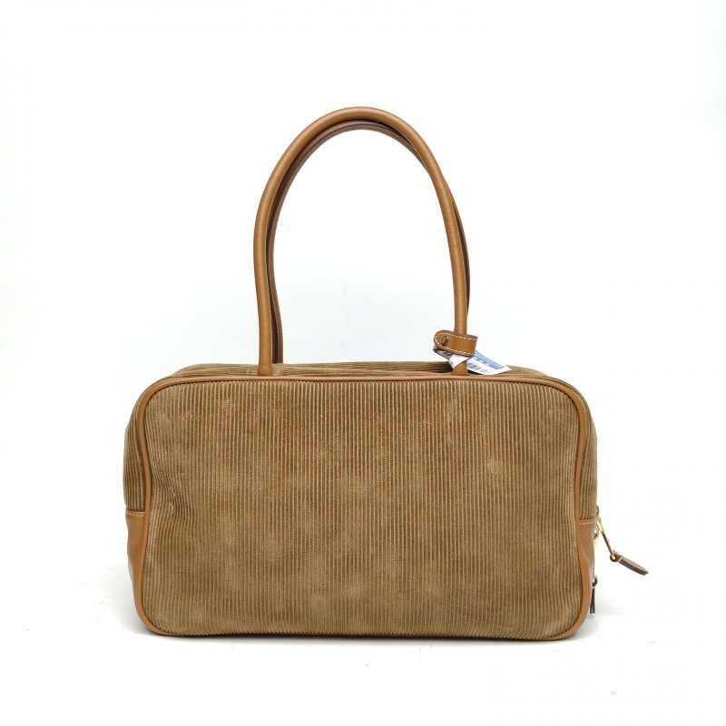 MIU MIU 棕色絨面Beau公事包手袋大號無肩帶肩背包-2