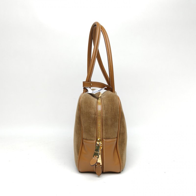 MIU MIU 棕色絨面Beau公事包手袋大號無肩帶肩背包-3