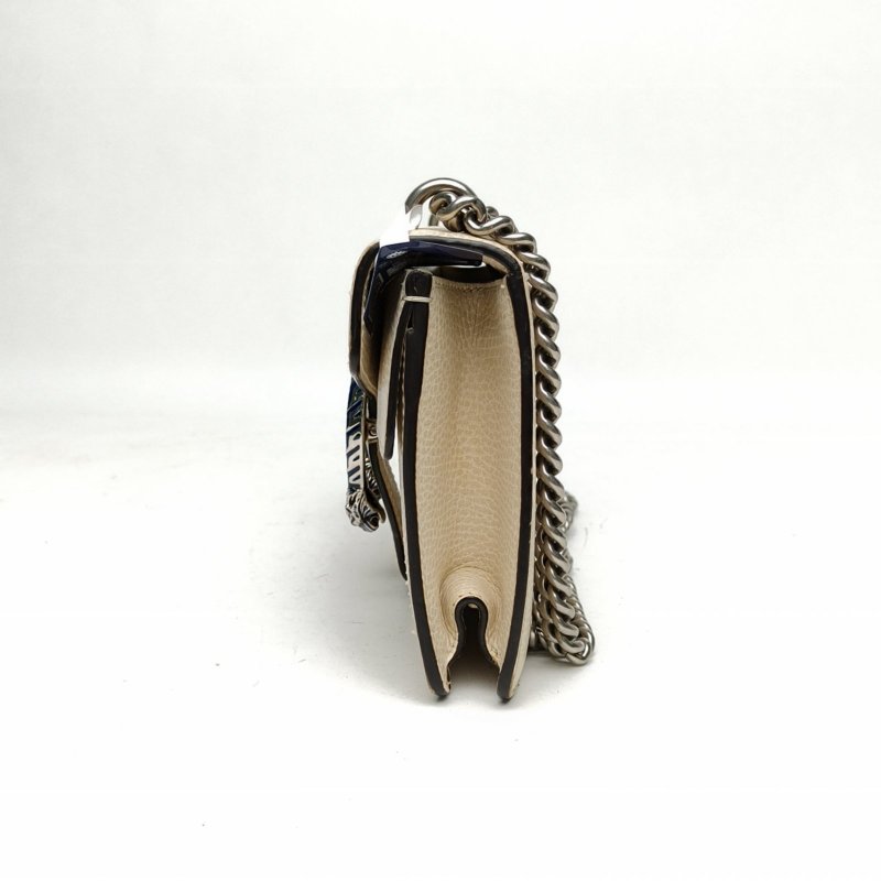 GUCCI Dionysus酒神小號白色牛皮藍扣肩背包-1