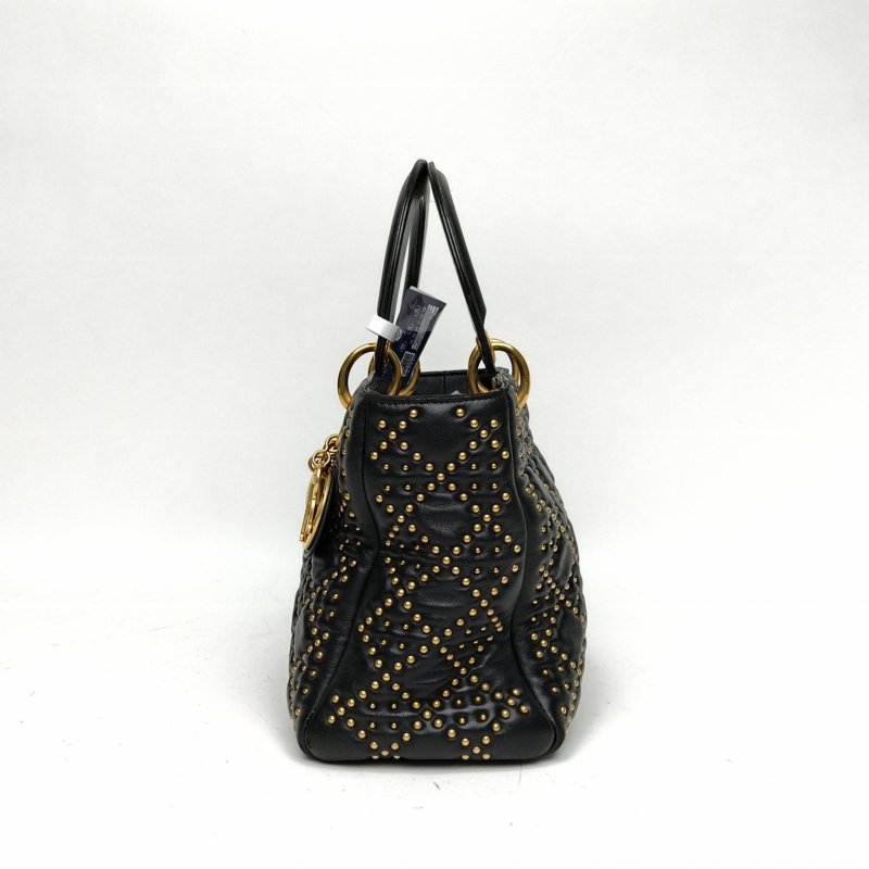 DIOR Lady戴妃包五格黑色羊皮金扣2017鉚釘肩背包-1