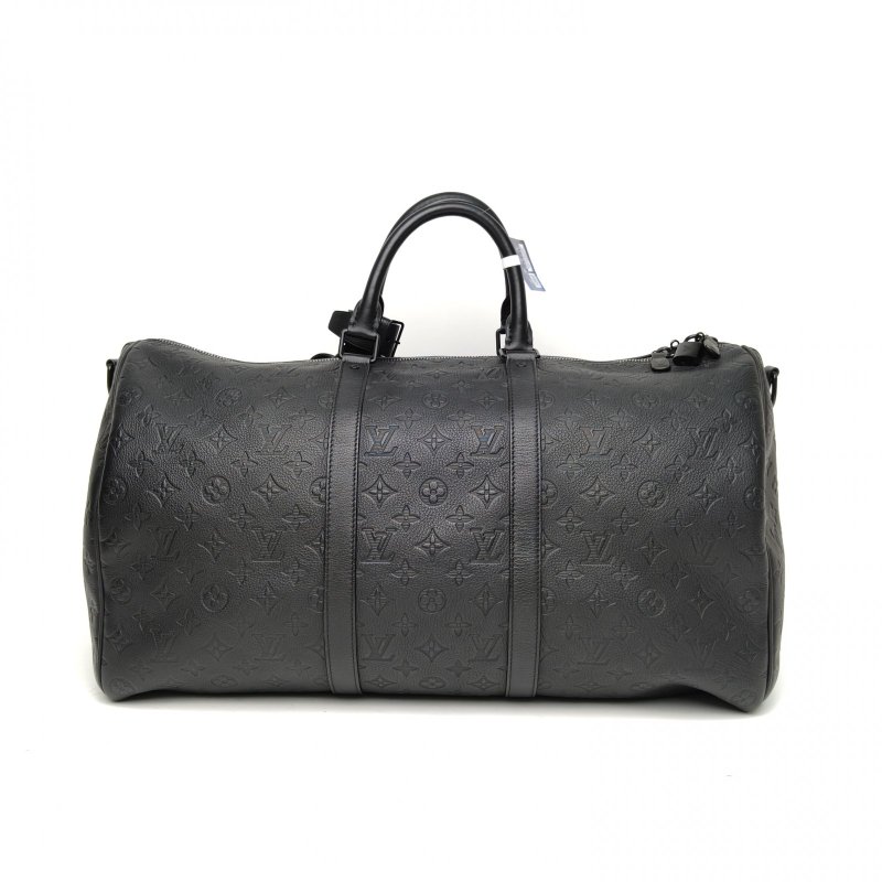 LOUIS VUITTON KEEPALL50配肩帶黑色牛皮晶片肩背包-2