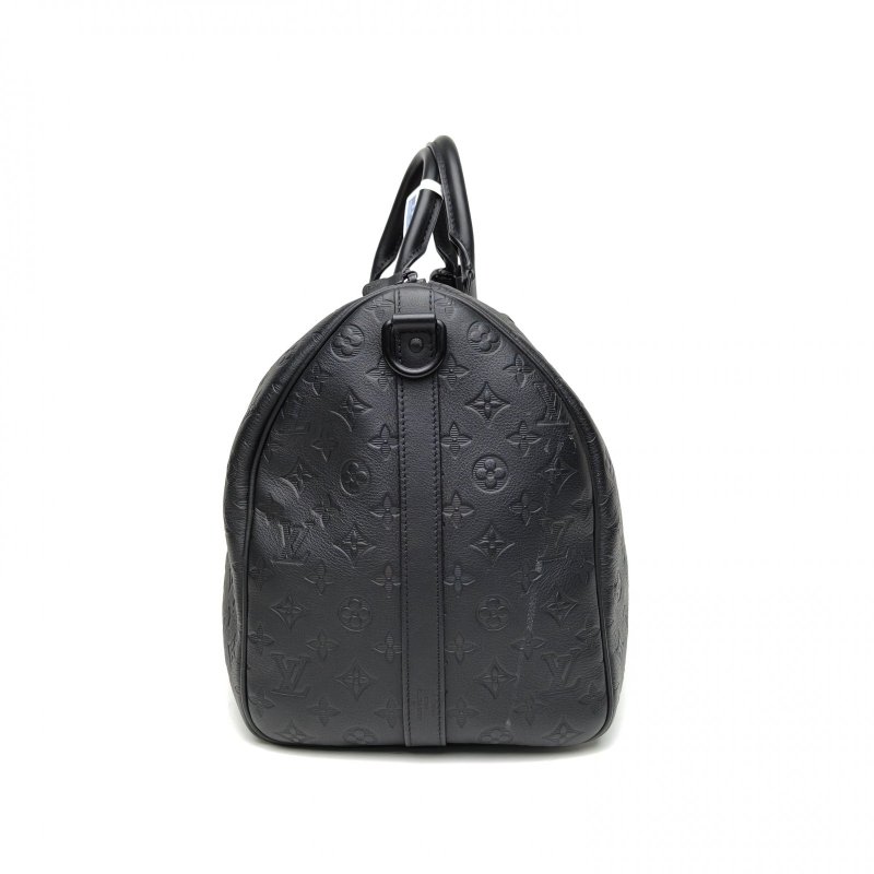 LOUIS VUITTON KEEPALL50配肩帶黑色牛皮晶片肩背包-3