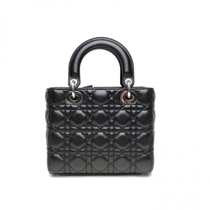 DIOR Lady戴妃包四格徽章黑色羊皮銀扣2017肩背包-2