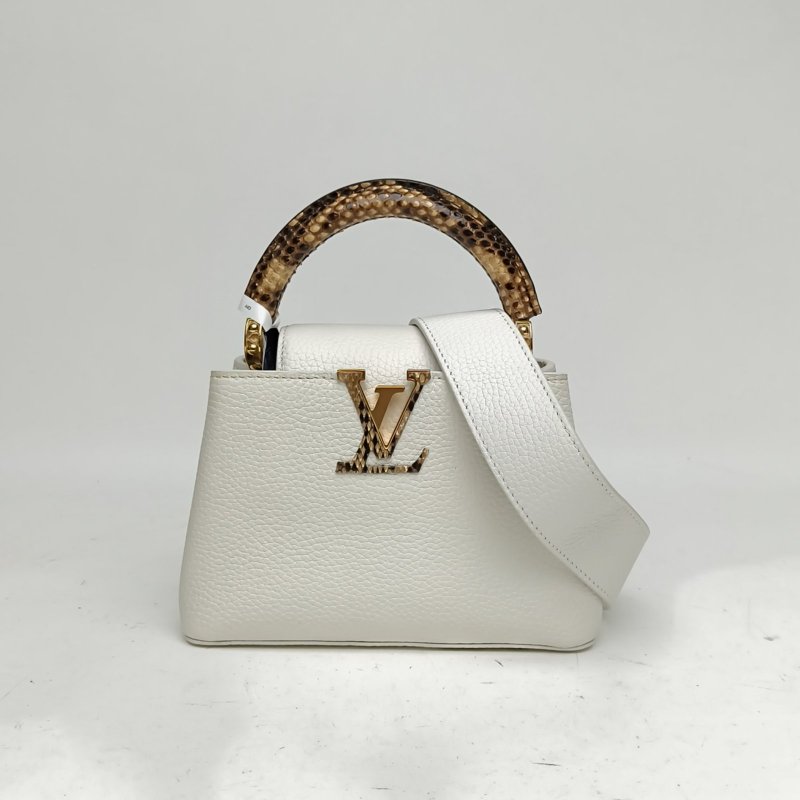 LOUIS VUITTON CapucinesMini21拼白色牛皮/蛇皮金扣晶片肩背包-0