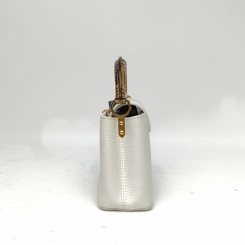 LOUIS VUITTON CapucinesMini21拼白色牛皮/蛇皮金扣晶片肩背包-1