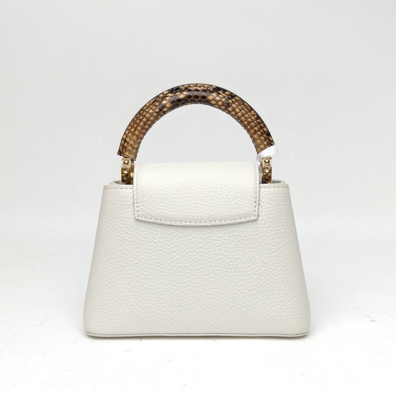 LOUIS VUITTON CapucinesMini21拼白色牛皮/蛇皮金扣晶片肩背包-2