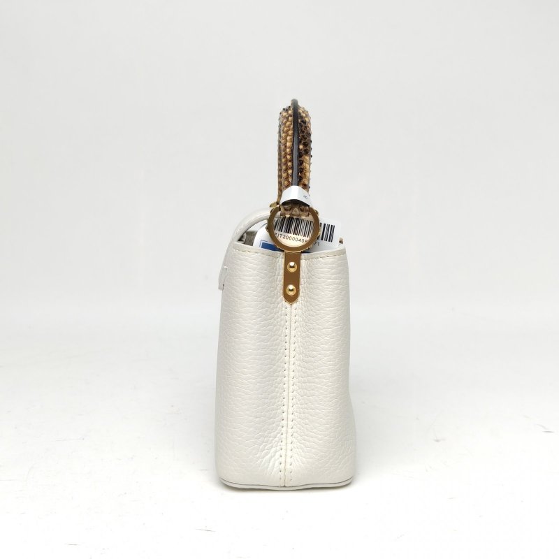 LOUIS VUITTON CapucinesMini21拼白色牛皮/蛇皮金扣晶片肩背包-3