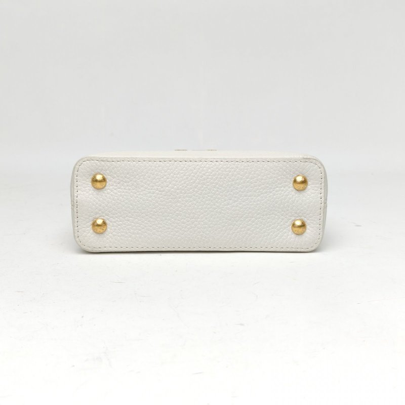 LOUIS VUITTON CapucinesMini21拼白色牛皮/蛇皮金扣晶片肩背包-4