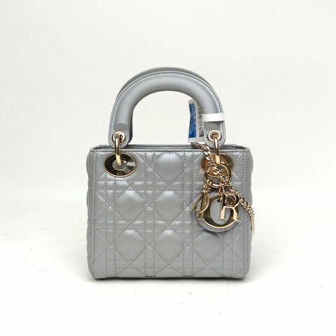 DIOR Lady戴妃包三格灰色羊皮金扣2018肩背包