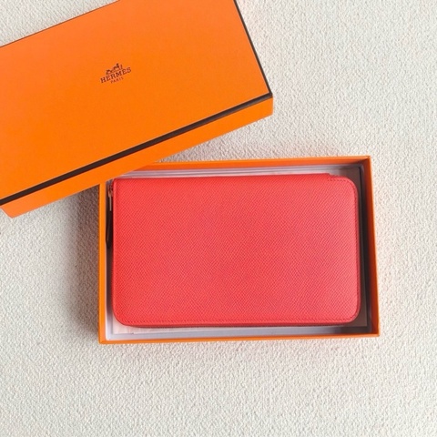 幾乎全新｜愛馬仕 Hermès Silk’In 長夾｜粉色 Epsom 皮｜Y刻｜附盒