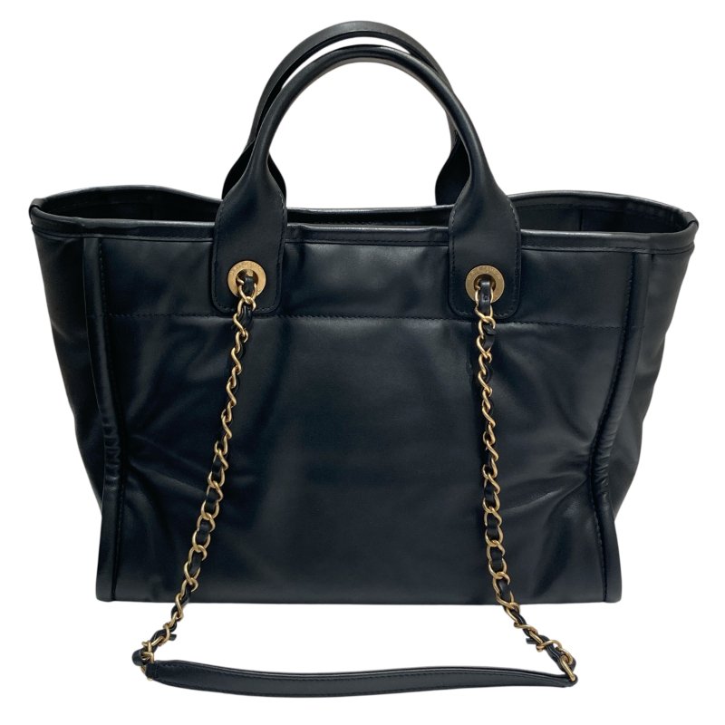 CHANEL 香奈兒 AS3257 Deauville Tote 小牛皮 托特包 黑色 金釦-1