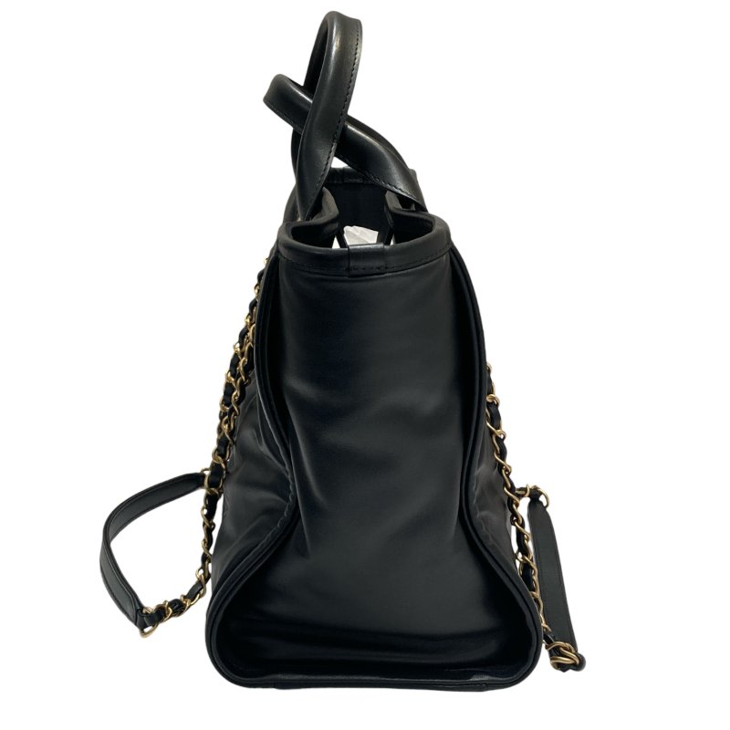 CHANEL 香奈兒 AS3257 Deauville Tote 小牛皮 托特包 黑色 金釦-2