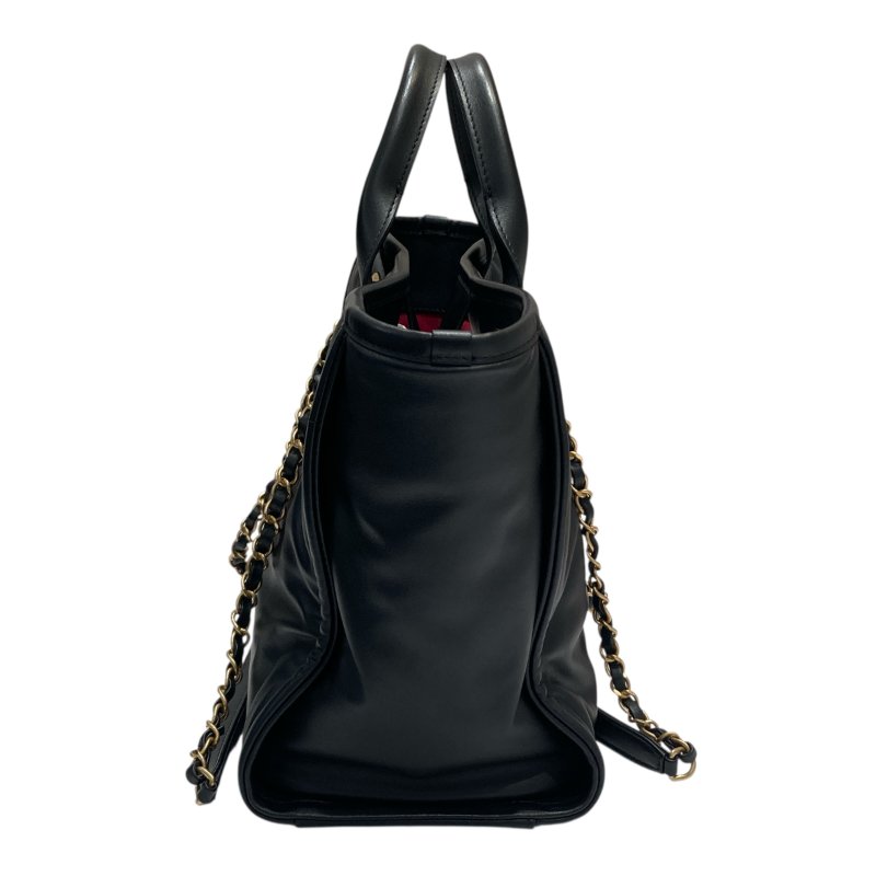 CHANEL 香奈兒 AS3257 Deauville Tote 小牛皮 托特包 黑色 金釦-3