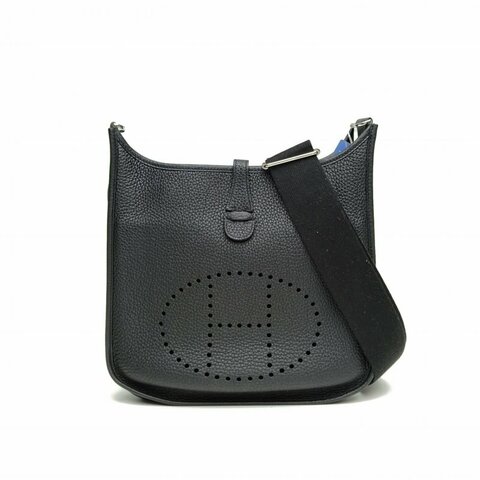 HERMES Evelyne小號29黑色TC皮U刻銀扣肩背包