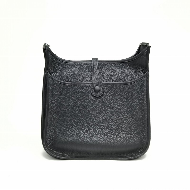 HERMES Evelyne小號29黑色TC皮U刻銀扣肩背包-2