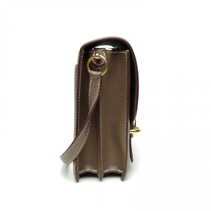 HERMES Roulis豬鼻子23大象灰TC皮Z刻金扣肩背包-3