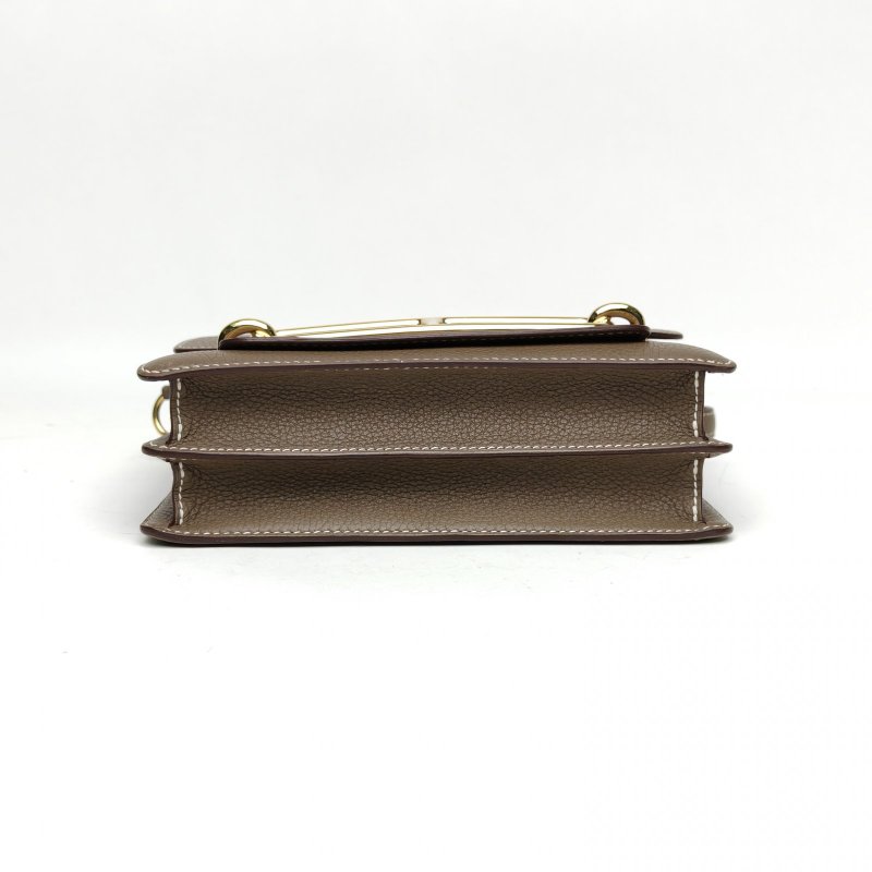 HERMES Roulis豬鼻子23大象灰TC皮Z刻金扣肩背包-4