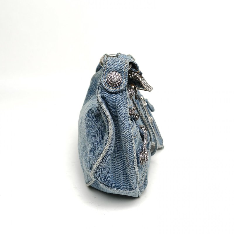 BALENCIAGA LeCagole機車月牙包*s牛仔藍肩背包-3