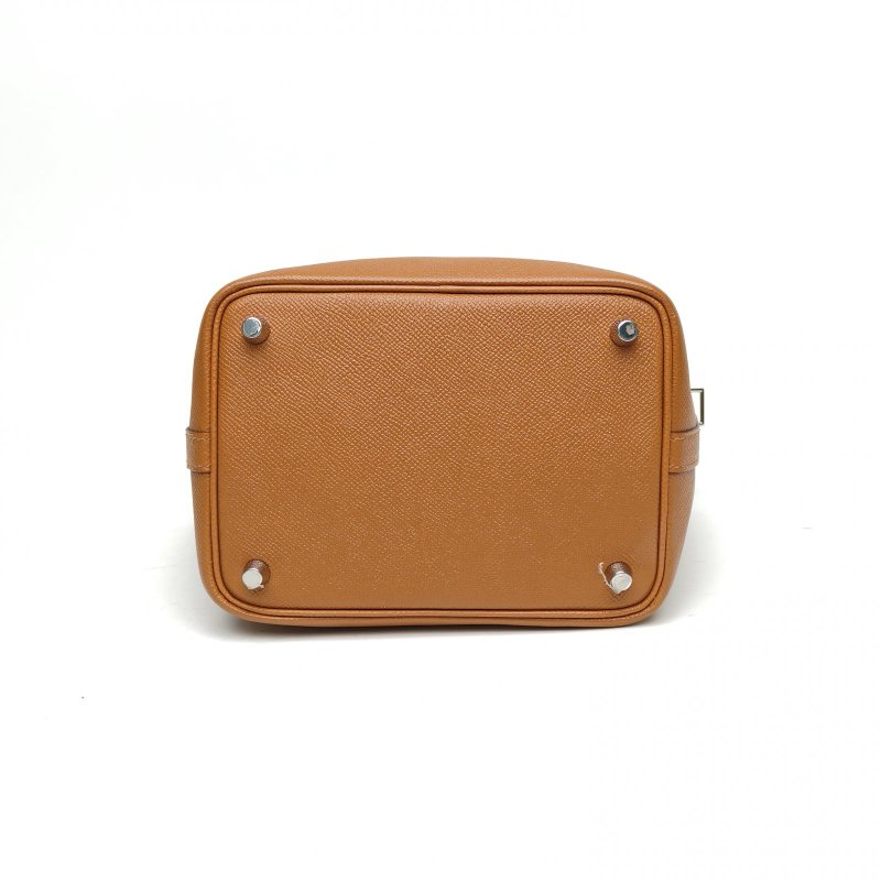 HERMES Picotin菜籃子18金棕色Epsom皮C刻銀扣肩背包-4