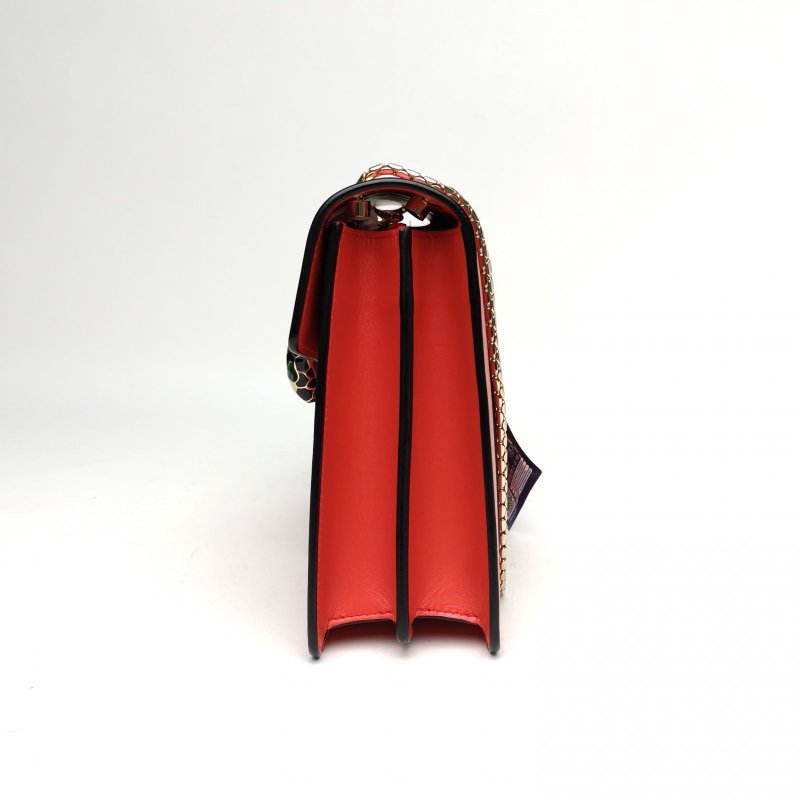 BVLGARI SerpentiForever風琴蛇頭包橫版紅色牛皮肩背包-1