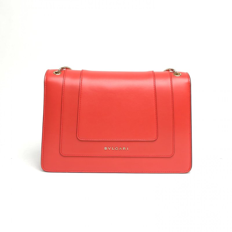 BVLGARI SerpentiForever風琴蛇頭包橫版紅色牛皮肩背包-2