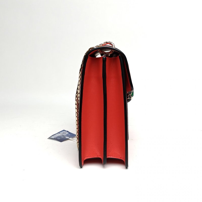 BVLGARI SerpentiForever風琴蛇頭包橫版紅色牛皮肩背包-3