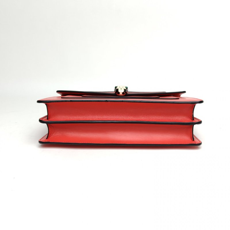 BVLGARI SerpentiForever風琴蛇頭包橫版紅色牛皮肩背包-4