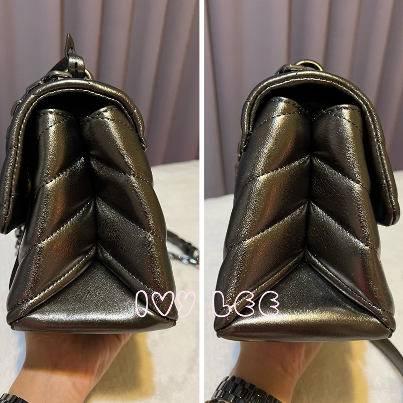 MICHAEL KORS 30H9UOEL6K Cece V形 山行紋路絎縫金屬皮革 斜背包 肩背包 鍊帶包 二手精品 Michael Kors 《夫妻的世界》韓素希同款-19