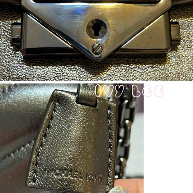 MICHAEL KORS 30H9UOEL6K Cece V形 山行紋路絎縫金屬皮革 斜背包 肩背包 鍊帶包 二手精品 Michael Kors 《夫妻的世界》韓素希同款-32