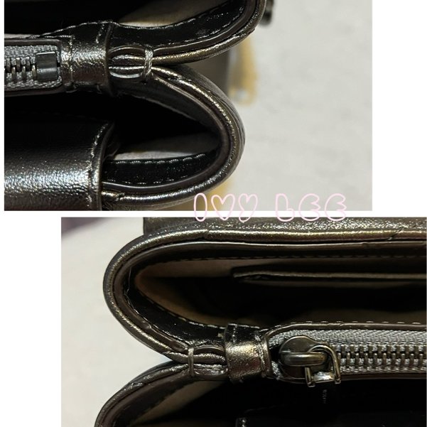 MICHAEL KORS 30H9UOEL6K Cece V形 山行紋路絎縫金屬皮革 斜背包 肩背包 鍊帶包 二手精品 Michael Kors 《夫妻的世界》韓素希同款-48