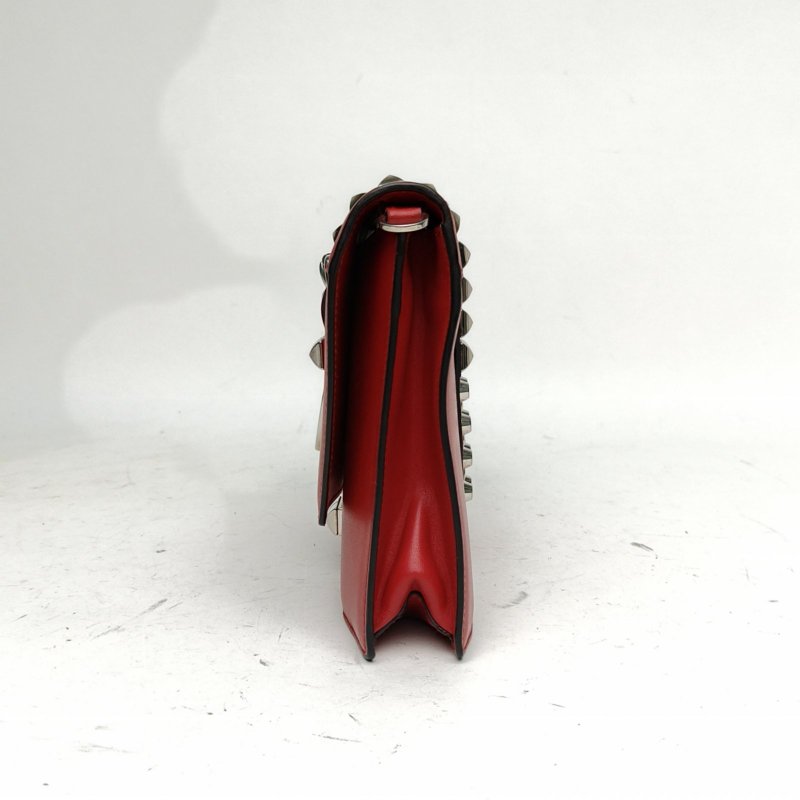 PRADA 紅色牛皮鉚釘斜挎包肩背包-1