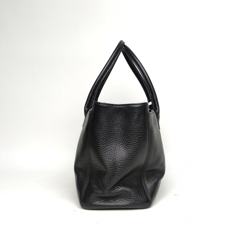 CHANEL Cerf托特包Tote大號黑色牛皮21開銀扣肩背包-3