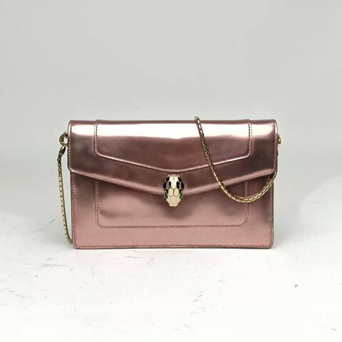 BVLGARI 粉色牛皮SerpentiForever蛇頭包woc肩背包