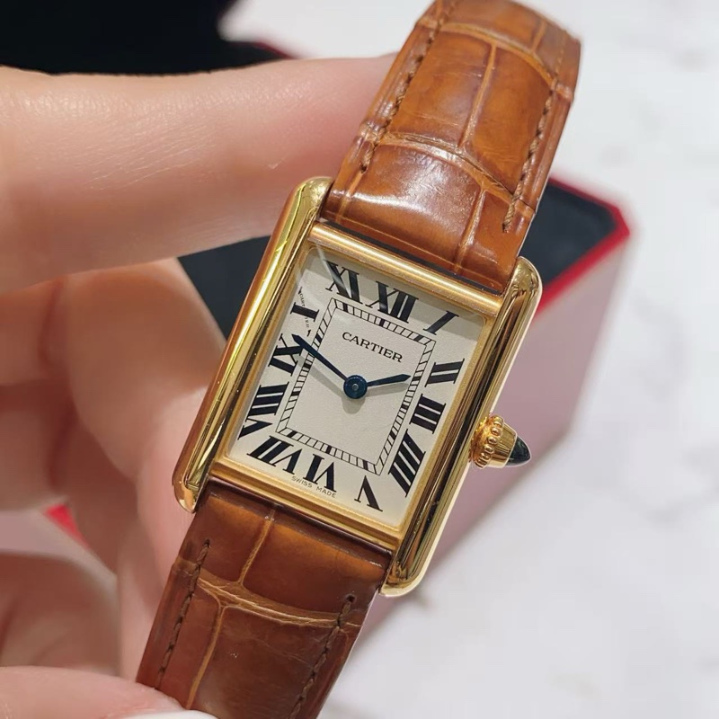 卡地亞坦克W1529856 黃金750小號石英女表-2
