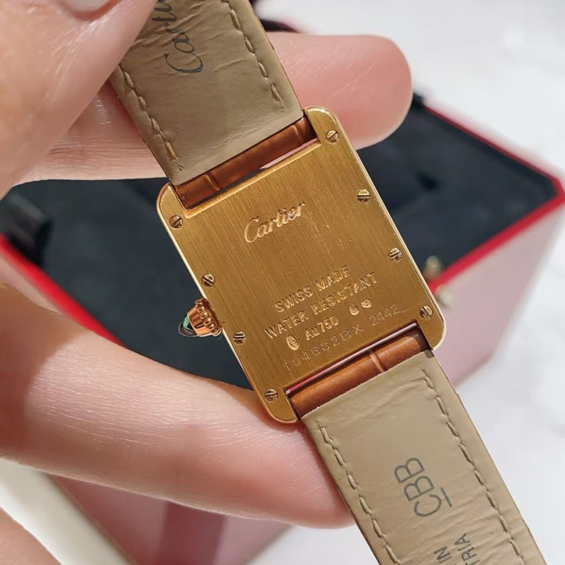 卡地亞坦克W1529856 黃金750小號石英女表-5