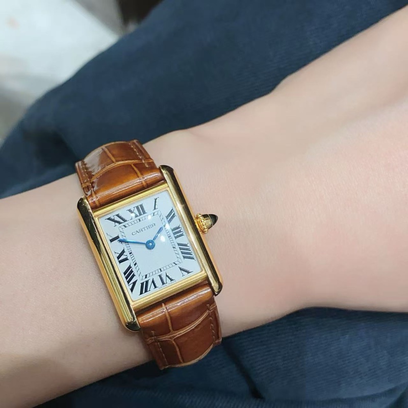 卡地亞坦克W1529856 黃金750小號石英女表-6
