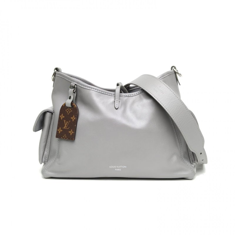 LOUIS VUITTON CARRYALLCargo小號灰色羊皮銀扣晶片肩背包-0