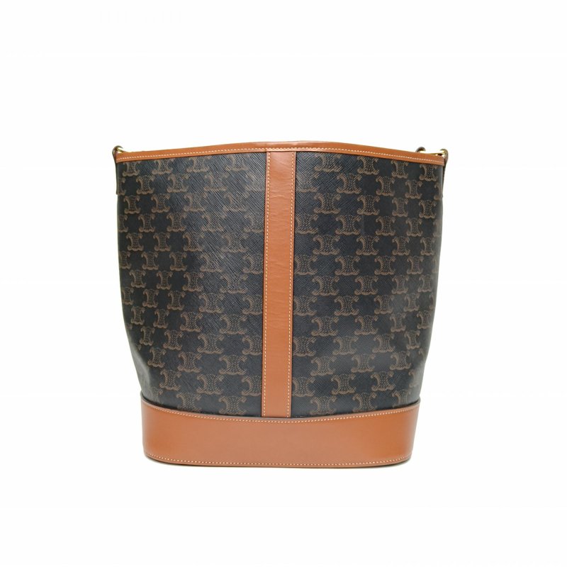 CELINE Triomphe凱旋門水桶包中號老花PVC金扣肩背包-2