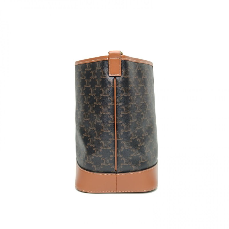 CELINE Triomphe凱旋門水桶包中號老花PVC金扣肩背包-3