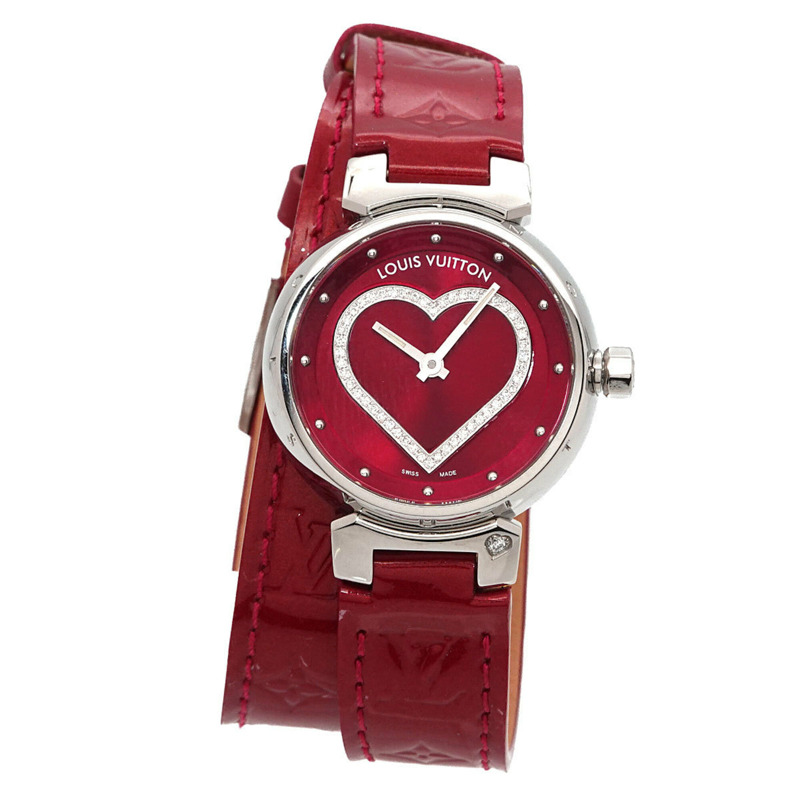 路易威登 Tambour W Tour Q121Z 鑽石女士腕錶心形紅石英-0