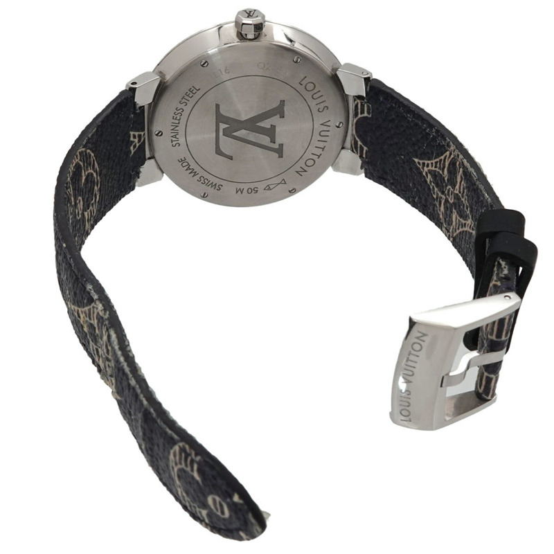 路易威登 Tambour Savannah Chapman Brothers Q2D07 男士腕錶 銀色石英錶-3