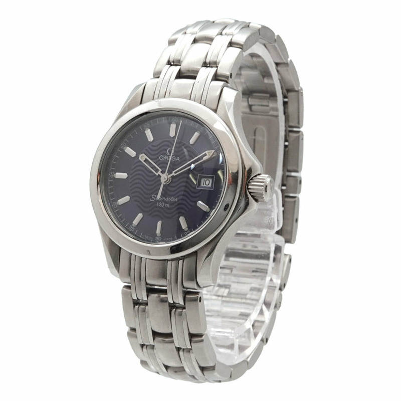 歐米茄海馬系列120公尺2571 81女錶，日期顯示，藍色錶盤，石英錶-1