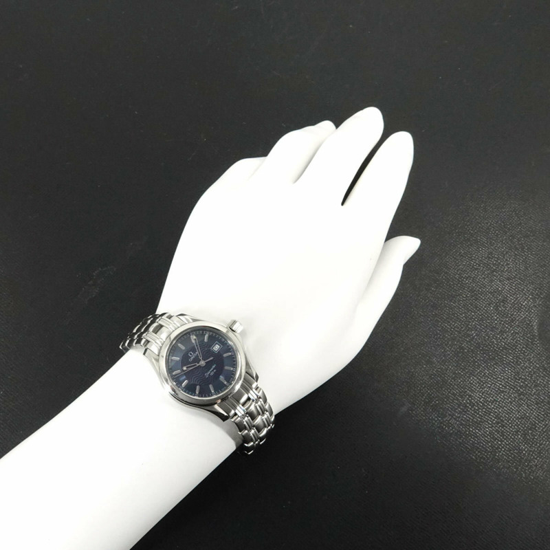 歐米茄海馬系列120公尺2571 81女錶，日期顯示，藍色錶盤，石英錶-2