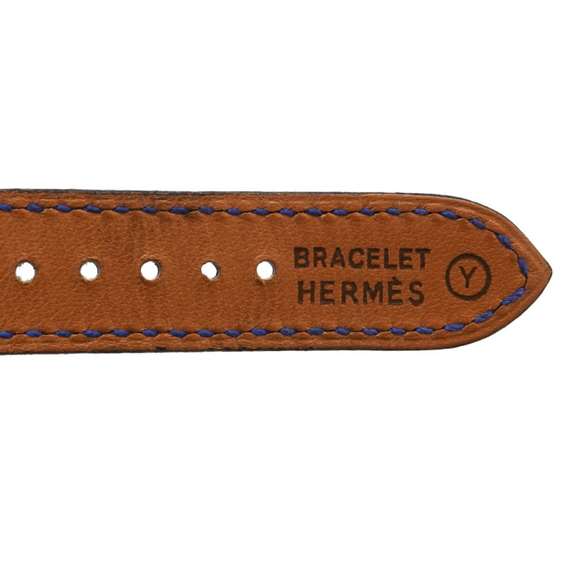 愛馬仕 Medor 女士腕錶，金字塔設計，金色鉚釘，白色和藍色皮革錶帶，石英機芯。-5