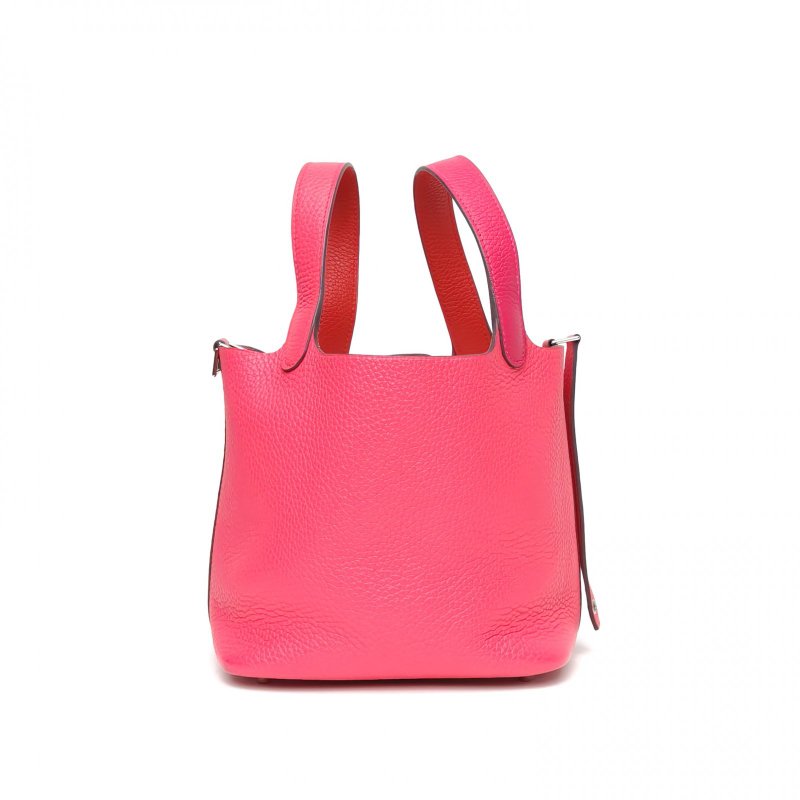 HERMES Picotin18菜籃子極致粉拼色TC皮Z刻銀扣肩背包-1