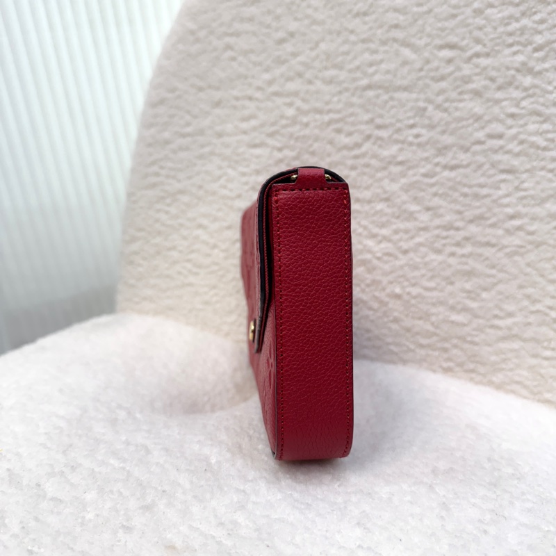 路易威登LV紅色壓紋牛皮Pochette Felicie信封三合❤️鍊條斜背包 WOC M82609-6