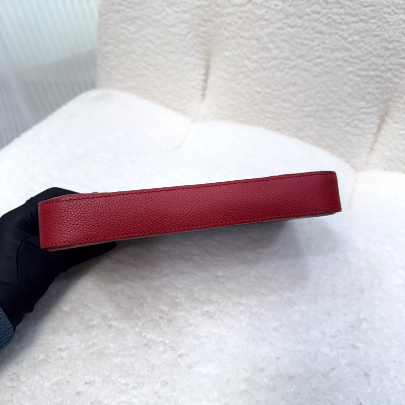 路易威登LV紅色壓紋牛皮Pochette Felicie信封三合❤️鍊條斜背包 WOC M82609-7