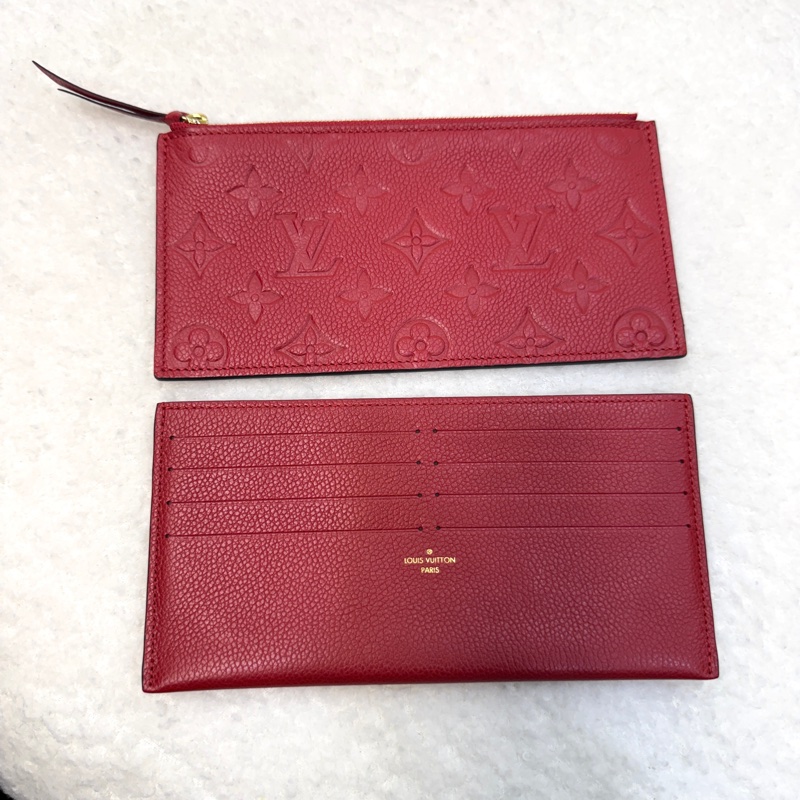 路易威登LV紅色壓紋牛皮Pochette Felicie信封三合❤️鍊條斜背包 WOC M82609-10