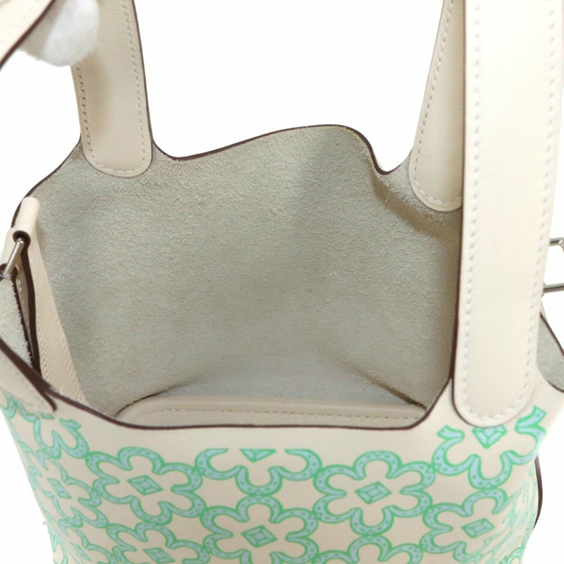 愛馬仕 Picotin Lock Micro Lucky Daisy 手提包，Swift 皮革，Nata Vert Blanc，U 印記。-5