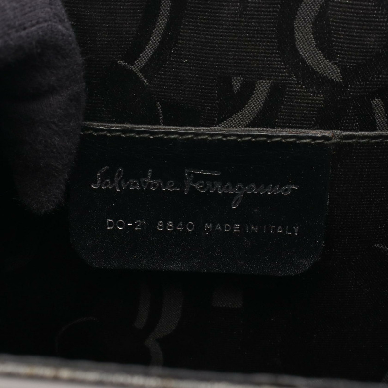Salvatore Ferragamo Gancini 手提包 21 8840/90 金屬黑二手女款-3